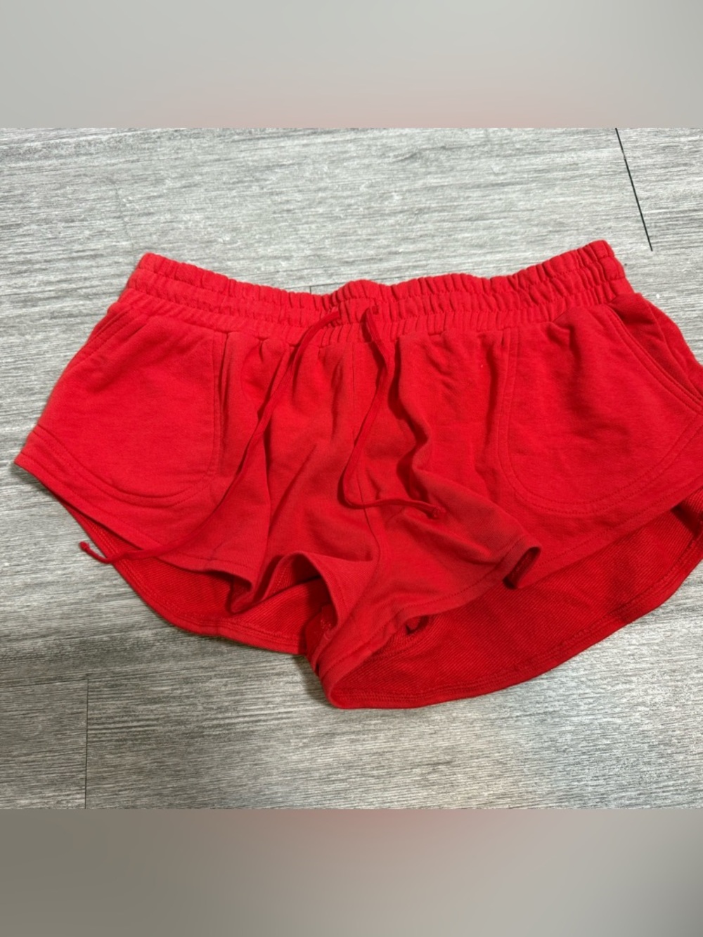 Daily Practice Red Sweat Shorts Athleisure Lounge Y2K Cozy Drawstring Shorts NWT